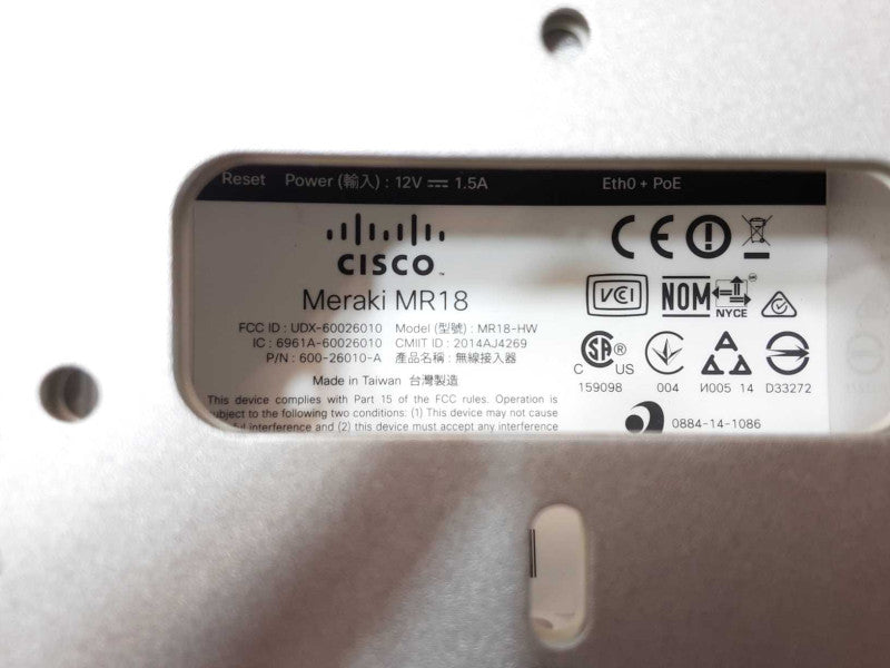 Cisco Meraki MR18-HW Wireless Network Access Point UNCLAIMED w/ Bracket _