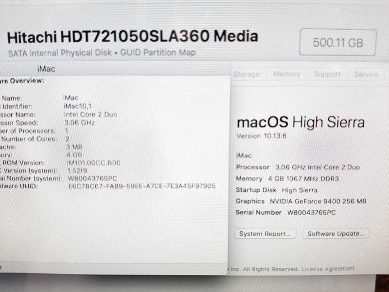 iMac 21.5\\" - L.2009 A1311, Core2Duo E7600 3.06GHz/4GB Geforce 9400, 500GB HDD ~