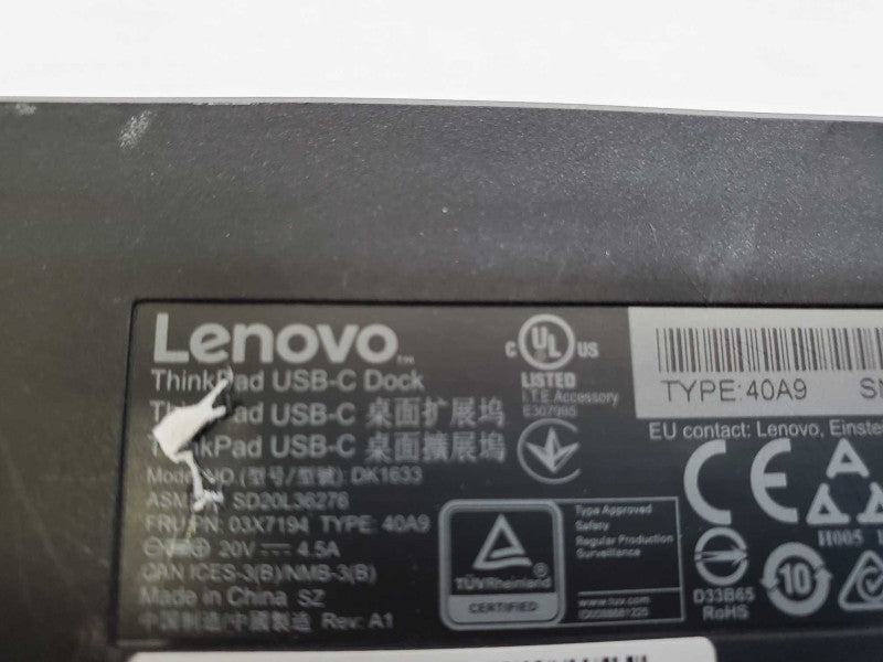 Lenovo ThinkPad USB-C Laptop Docking Station DK1633 )