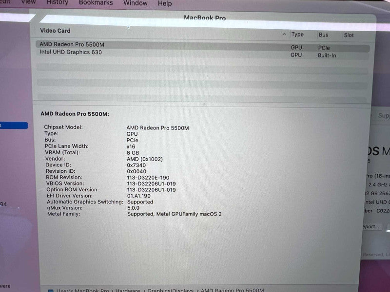 MacBook Pro TouchBar (16-inch, 2019) i9 CPU @ 2.4GHz 32GB RAM & 2TB Storage   -