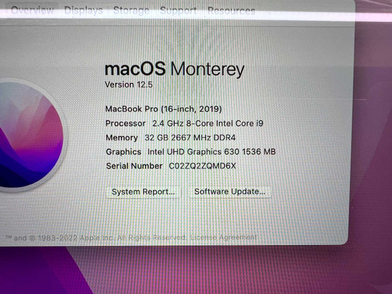 MacBook Pro TouchBar (16-inch, 2019) i9 CPU @ 2.4GHz 32GB RAM & 2TB Storage   -
