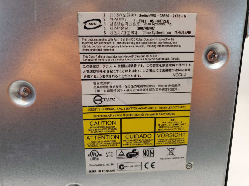 Cisco WS-C3560G-24TS-S V04 24-Port Catalyst 3560-G Series Switch (