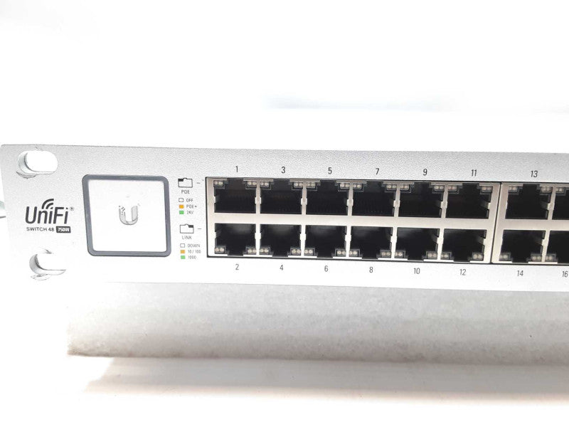 UniFi US-48-750W 48-Port Gig POE Switch with Rackmount Ears, AS-IS, Read _