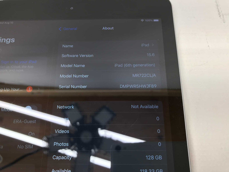 iPad (6th generation) 128GB Storage Wi-Fi + Cellular Space Gray   -