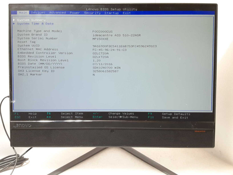 Lenovo Ideacentre AIO 510-22ASR, AMD A6-9210 2.4GHz, 4GB DDR3, No HDD, SEE _
