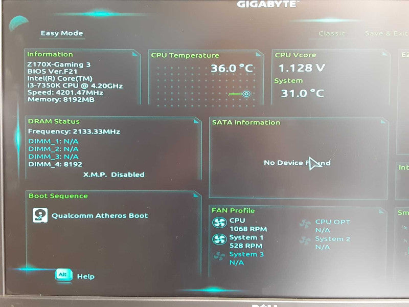 Custom/Gigabyte Z170X-Gaming 3, Core I3-7350K 4.2GHz, 8GB, No HDD  _