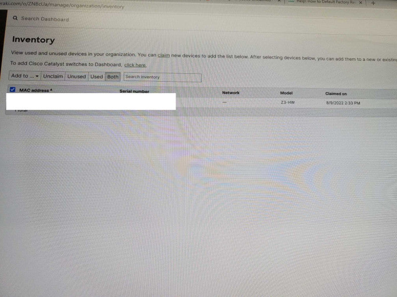 Cisco Meraki Z3-HW Cloud Managed Teleworker Gateway Unclaimed  )
