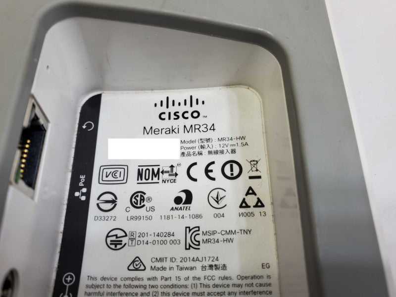 CISCO Meraki MR34-HW Cloud Managed AP UNCLAIMED  )