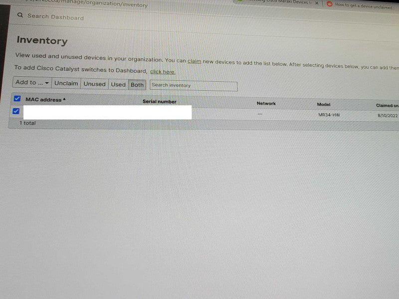 CISCO Meraki MR34-HW Cloud Managed AP UNCLAIMED  )