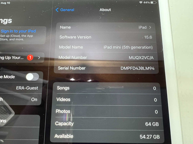 iPad Mini (5th generation) 64GB Storage Silver -