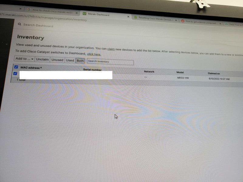 Cisco Meraki MR33 Wireless Access Point Unclaimed )