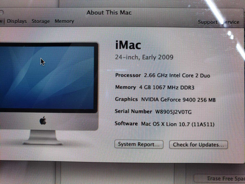 Apple iMac 24 Inch Early 2009 Core 2 @2.66GHz 4GB DDR3 GeForce 9400 640GB HDD [