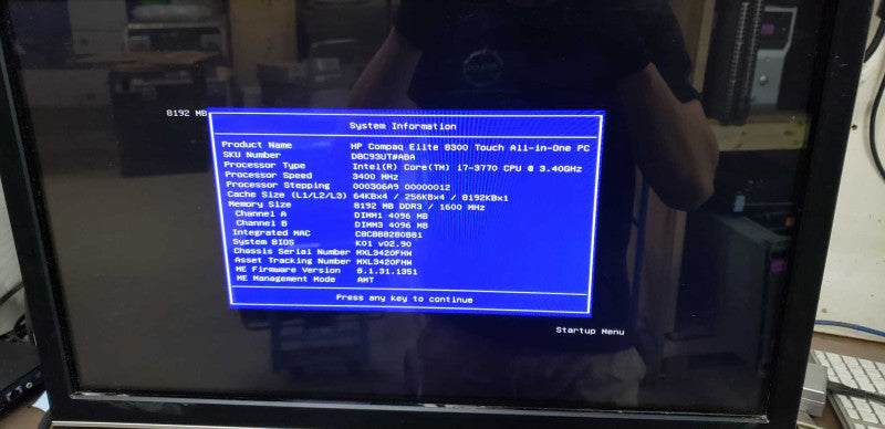 HP compaq elite 8300 AiO i7-3770 @ 3.40ghz / 8gb ram / 23in / 1920 x 1080  #