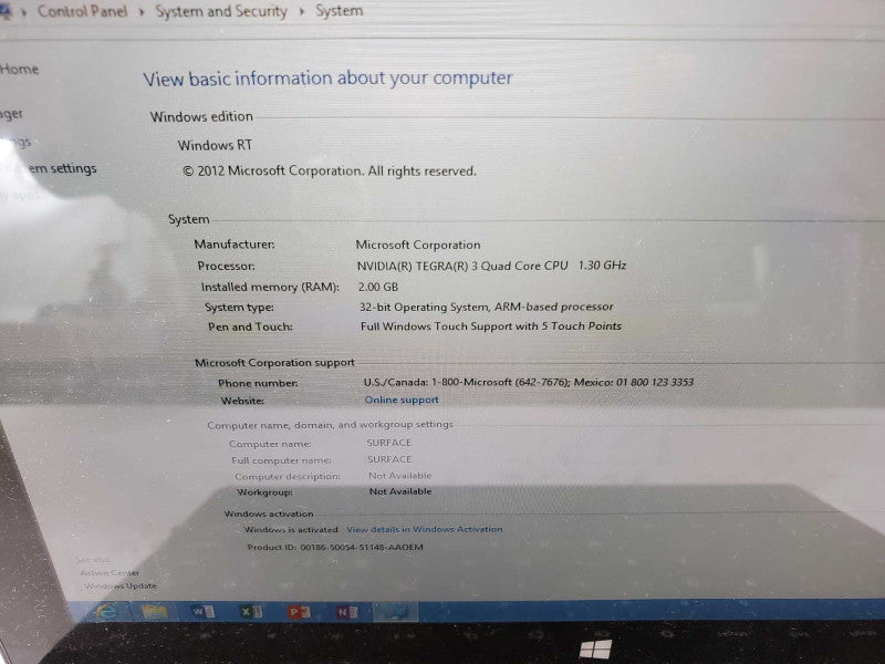 Microsoft Surface 1516 - NVidia Tegra3Quad 1.3 GHZ, 2Gb Ram, 32Gb SSD [READ] (