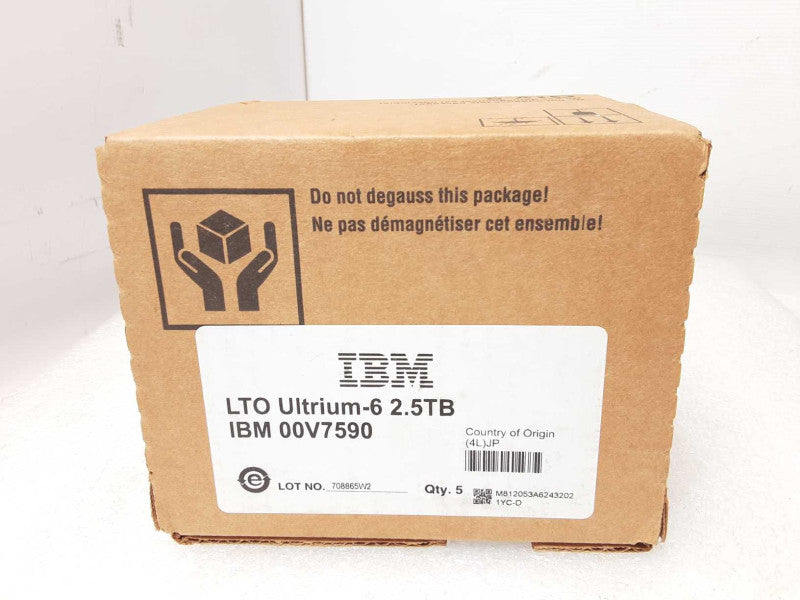 IBM LTO6 Tape 00V7590 (5 PACK) 2.5TB ULTRIUM 6 DATA CARTRIDGE _