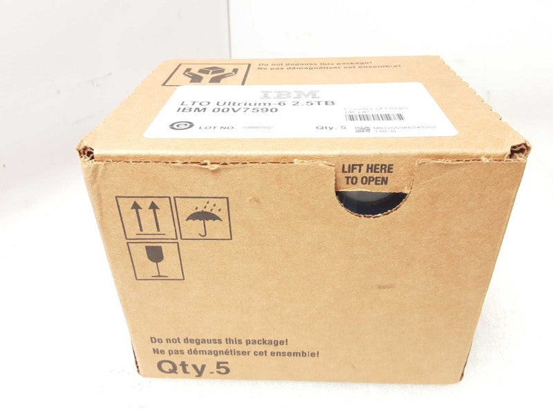 IBM LTO6 Tape 00V7590 (5 PACK) 2.5TB ULTRIUM 6 DATA CARTRIDGE _