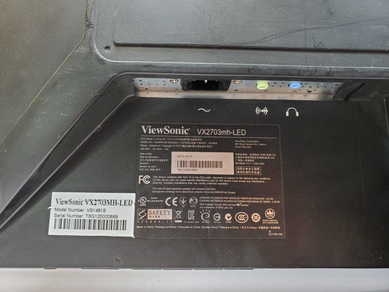 ViewSonic VX2703MH-LED 27\\" LED Computer Monitor Display (
