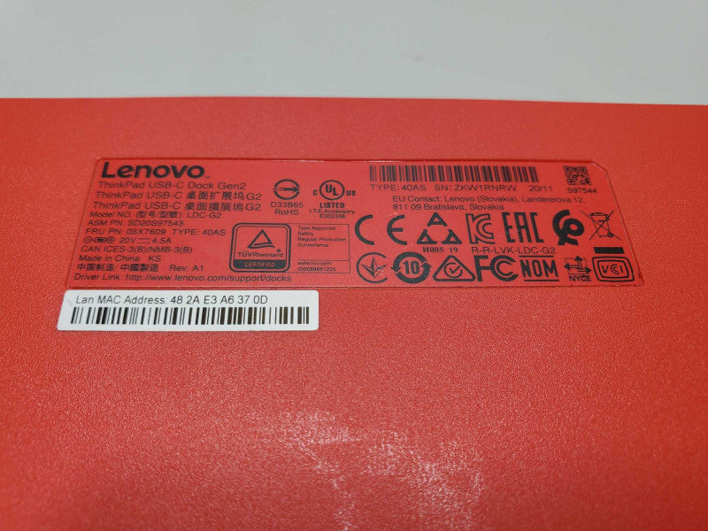 Lenovo ThinkPad LDC-G2 USB-C Docking Station SD20S975 (