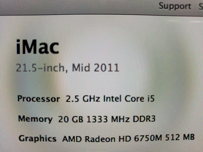 Apple iMac Mid2011 2.5GHz i5, 20GB DDR3, 500GB HDD (Wiped) |