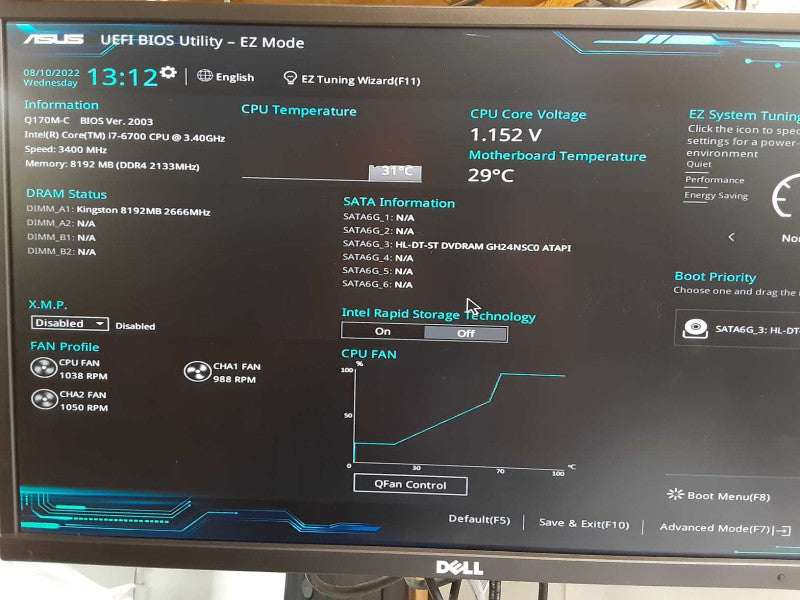 Custom/Asus Tower PC, Core I7-6700 3.4GHz, 8GB DDR4, No HDD _