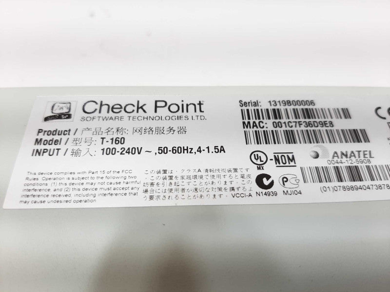 CHECKPOINT 4600 T-160 FIREWALL NETWORK SECURITY GATEWAY ~