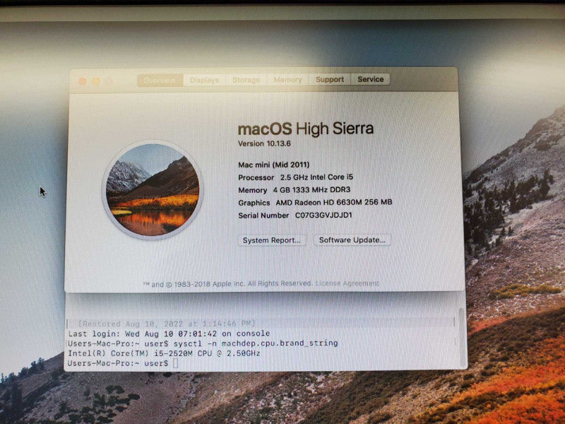 Apple Mac Mini A1347 Core i5-2520M @ 2.5 GHz 4GB No HDD (