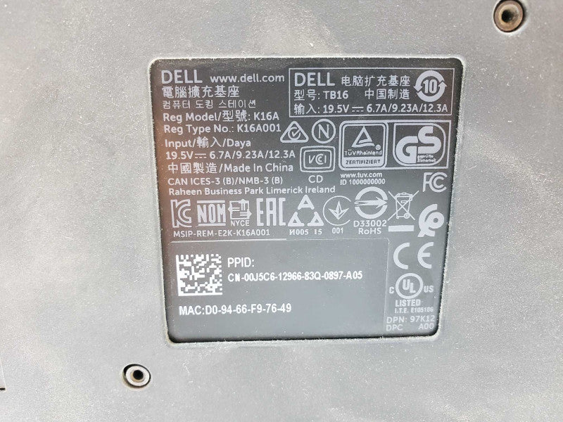 Dell K16A Docking station TB16 (