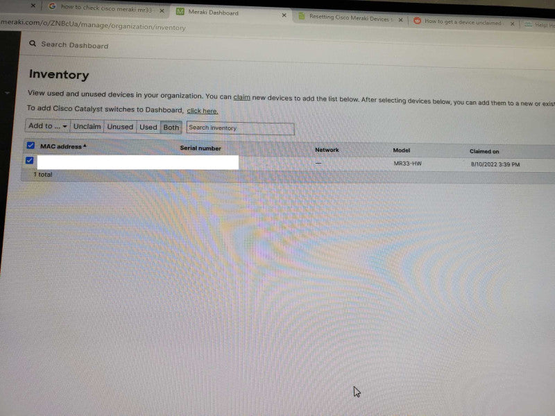 Cisco Meraki MR33 Wireless Access Point Unclaimed  )