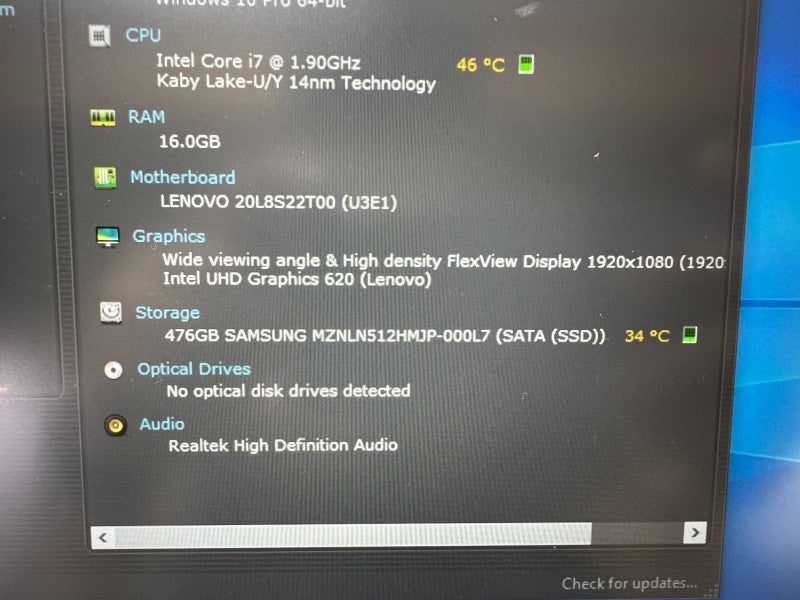 Lenovo T480s with i7-8650U 16GB RAM & 512GB SSD Storage  -