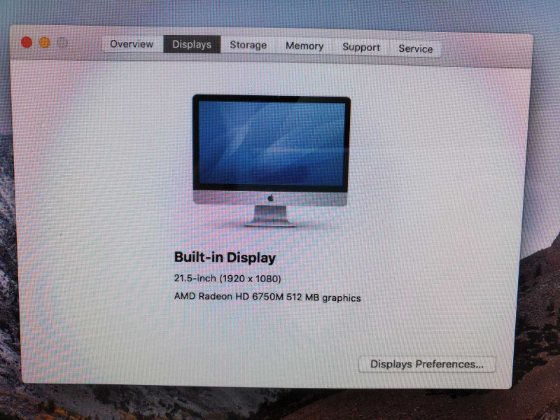 Apple iMac A1311 21.5\\" Core i5-2400S @2.5GHz 16GB 500G HDD HD 6750M 512MB  )