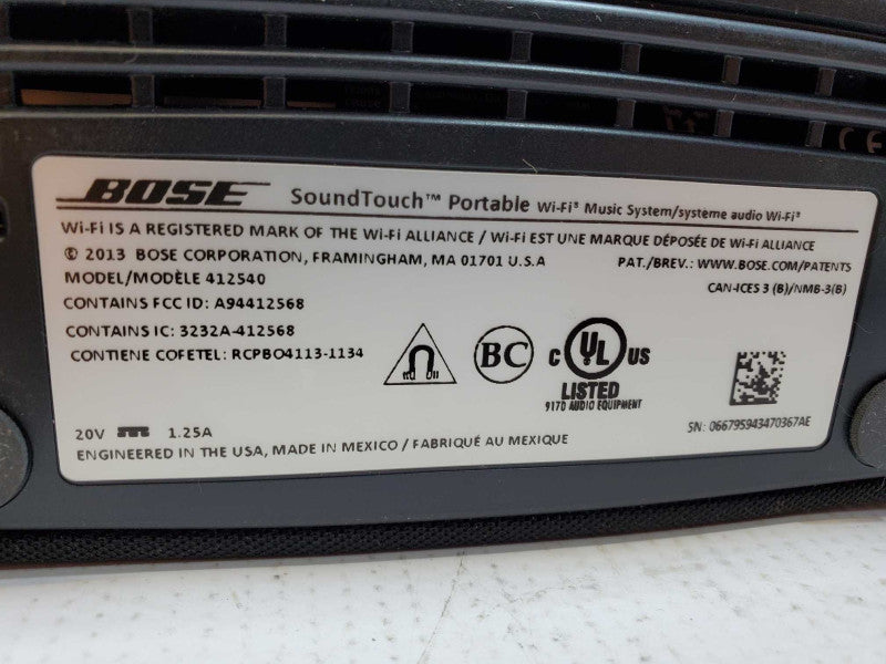 Bose SoundTouch Portable WiFi Series II Music System Model 412540 (