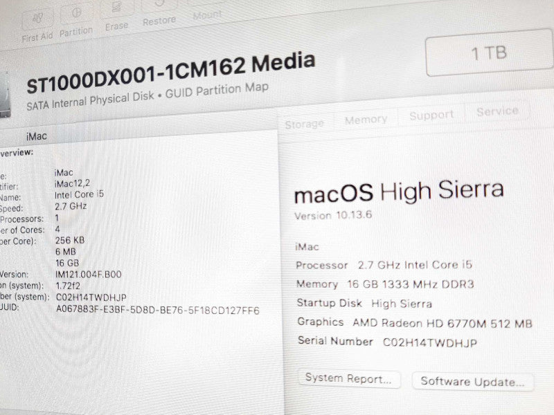 iMac 27\\" - M.2011 A1312, i5-2500S 2.7GHz/16GB, Radeon HD 6770M, 1TB HDD, ~