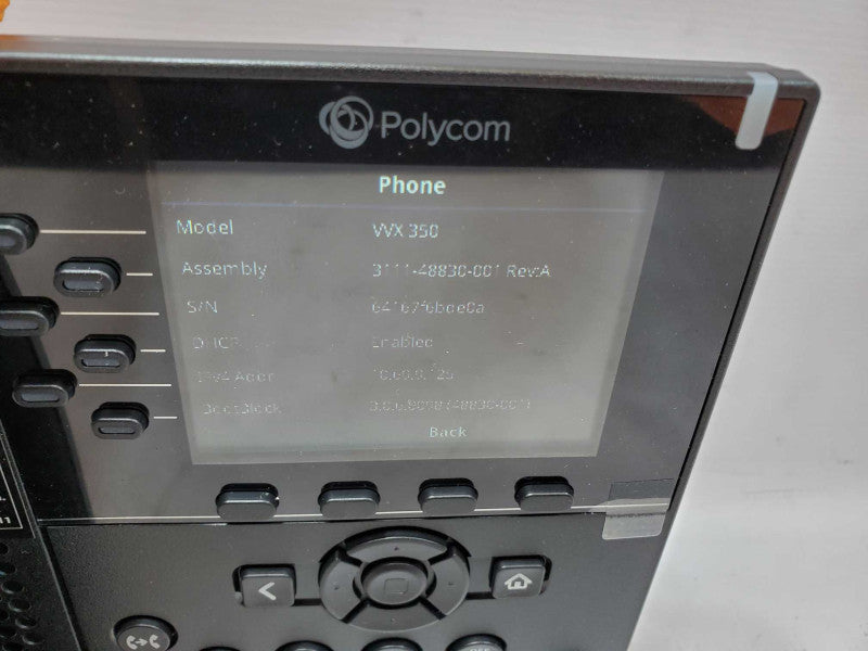 Polycom VVX 350 6-Line Mid-range Color IP Desktop Phone Part# 2200-48830-025 (
