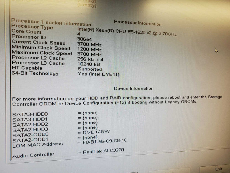 Dell T3610 E5-1620 v2 @ 3.7Ghz 16GB Ram No HDD, No GPU (