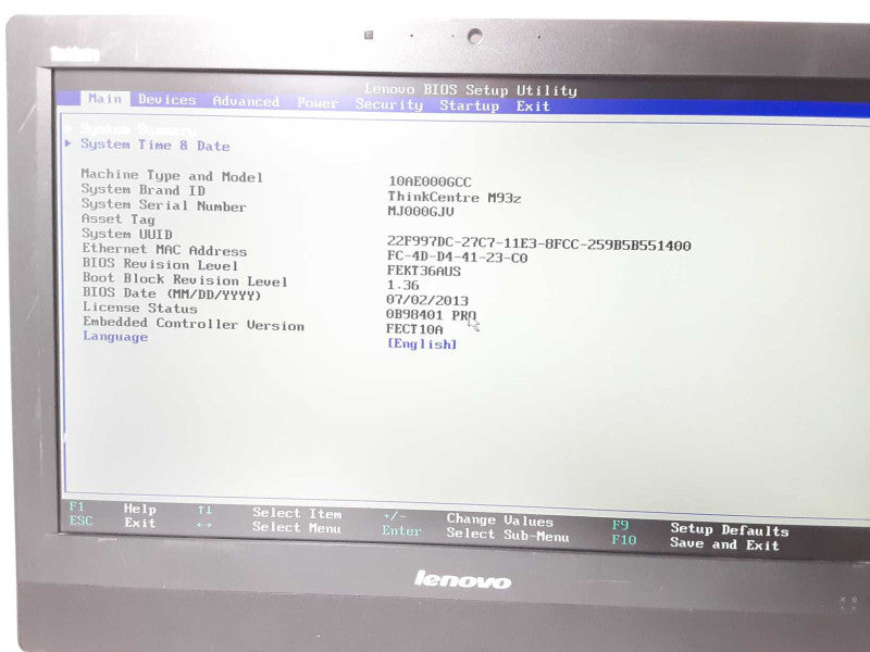 Lenovo ThinkCentre M93z AIO, Core I7-4770S 3.1GHz, 4GB DDR3, 500 GB _