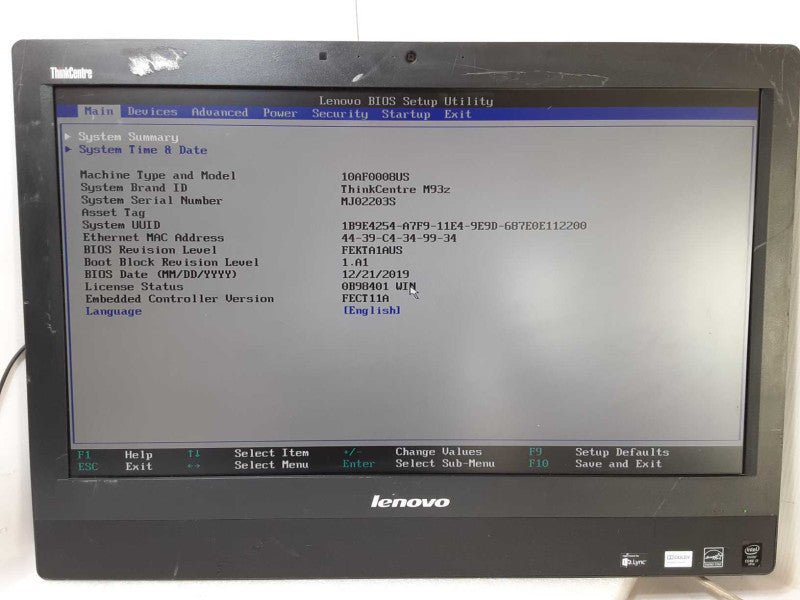 Lenovo ThinkCentre M93z AIO, Core I7-4770S 3.1GHz, 4GB DDR3, 500 GB SSD _