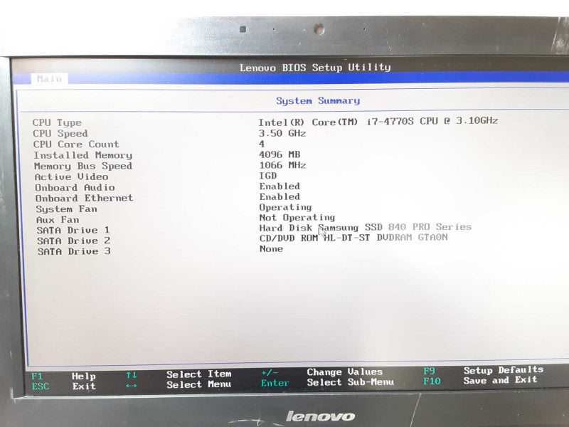 Lenovo ThinkCentre M93z AIO, Core I7-4770S 3.1GHz, 4GB DDR3, 256 GB SSD, SEE _