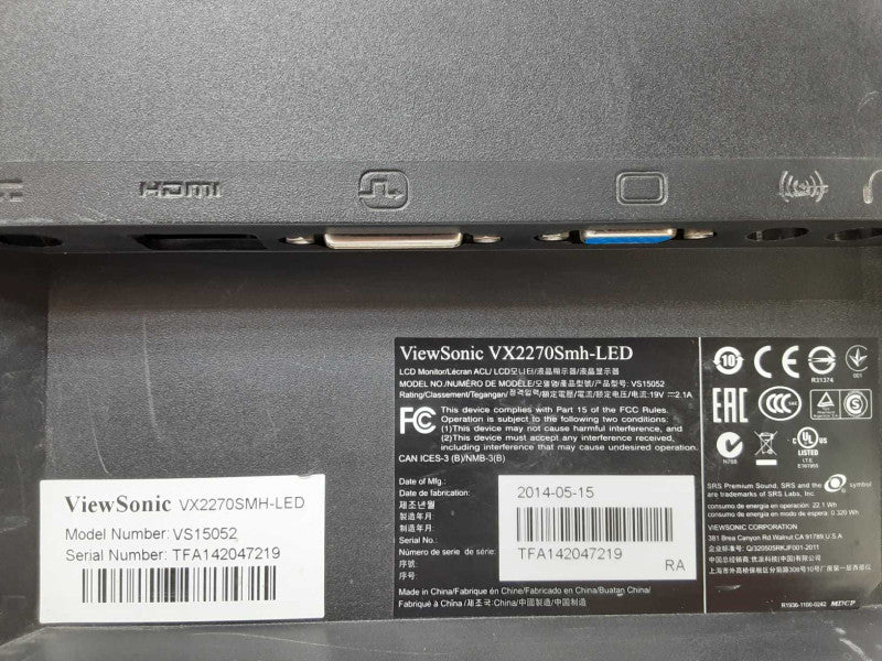 ViewSonic VX2270Smh-LED 21.5\\" Viewable Frameless LCD Monitor _