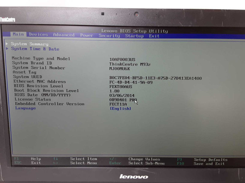 Lenovo ThinkCentre M93z AIO, Core I5-4570S 2.9GHz, 4GB DDR3, 500GB HDD, SEE _