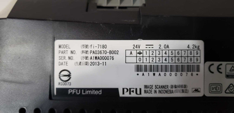 PFU Limited Fi-7180 Sheetfed Scanner #