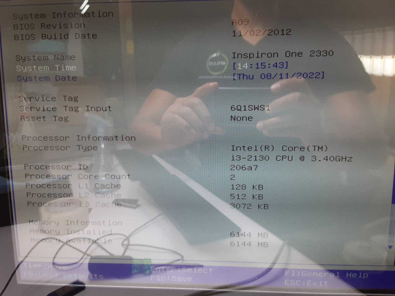 Dell Inspiron One2330 AIO, Core I3-2130 3.4GHz, 6GB, No HDD, Read _