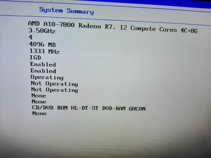 Lenovo Desktop AMD A10-7800 Radeon R7 3.5GHz QC/4GB NO HDDs ~