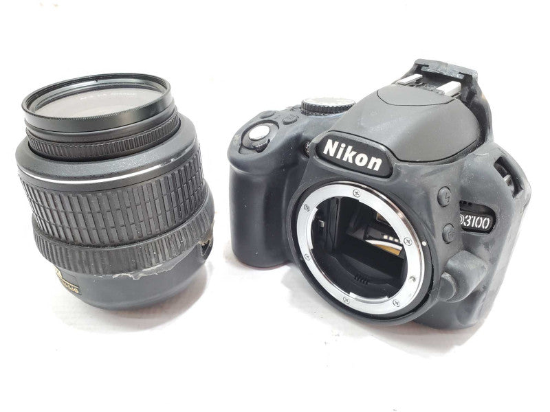Nikon D3100 Camera Body with Rubber Case and Nikon DX 18-55mm 1:3.5-5.6G Lens  |