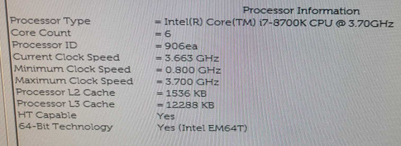 Dell Precision Tower 3620 i7-8700K 3.7Ghz 8GB DDR4 RAM 256GB SSD  $