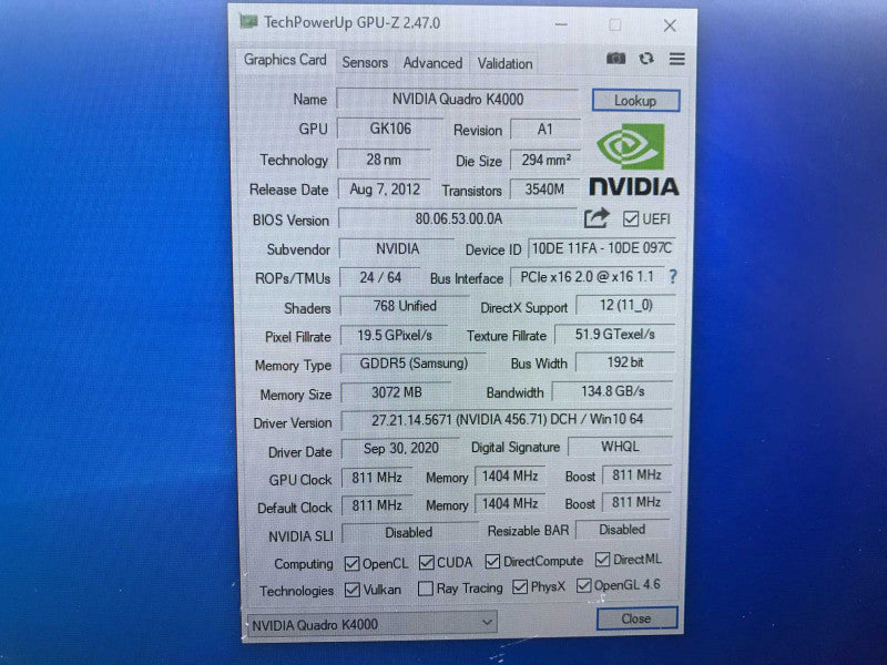 NVIDIA Quadro K4000 3GB GDDR5 GPU (