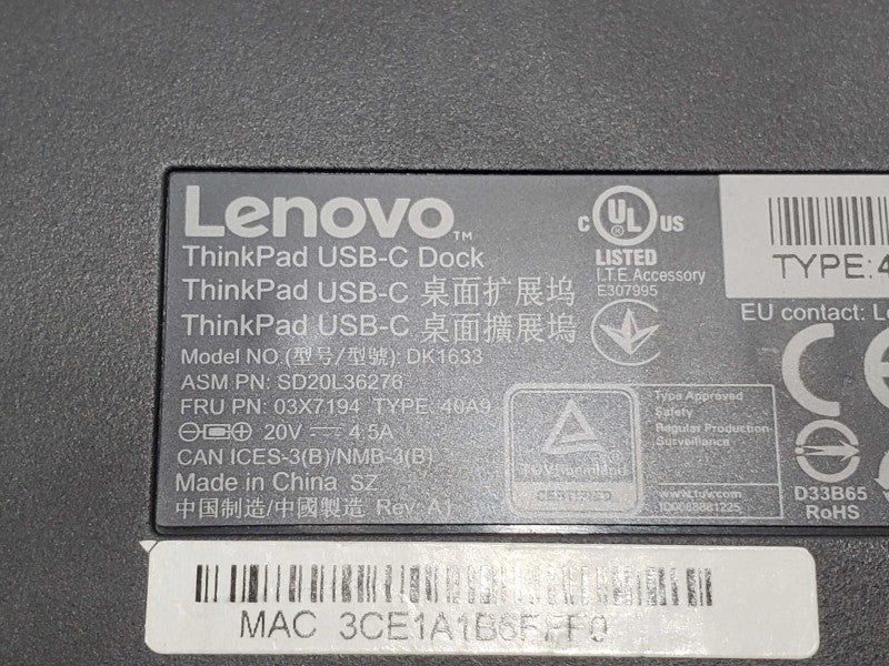 Lenovo USB-C Dock DK1633 |