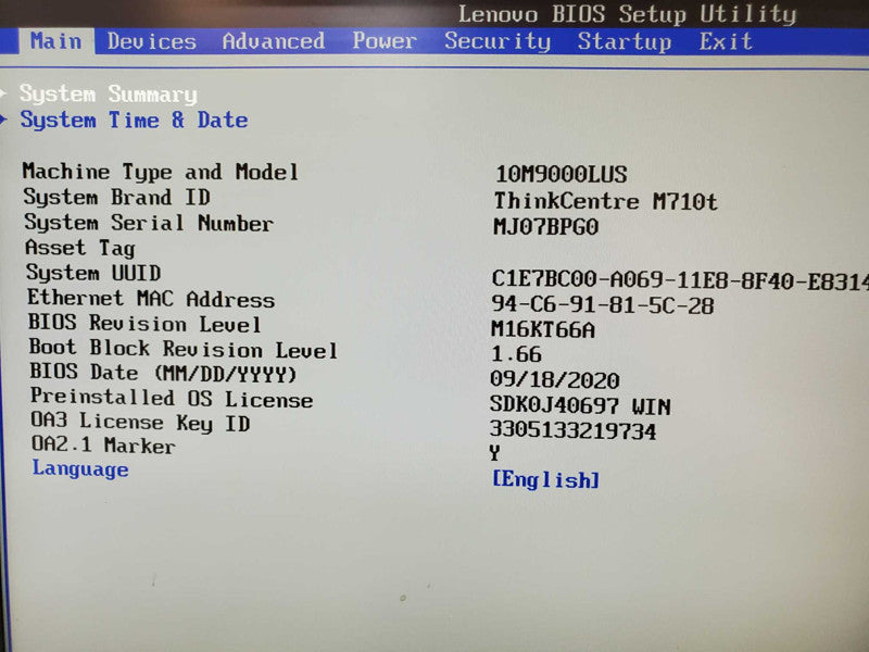 Lenovo M710t 10M9000LUS, i7-7700 3.6GHz 8GB DDR4 No HDD |