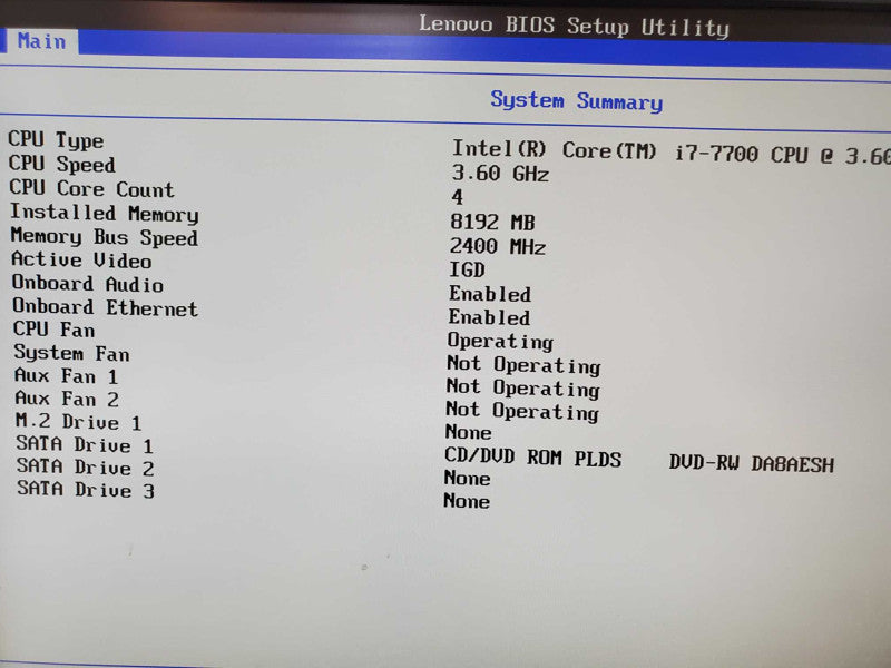 Lenovo M710t 10M9000LUS, i7-7700 3.6GHz 8GB DDR4 No HDD |