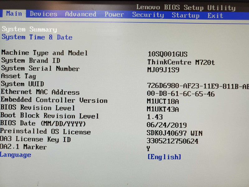 Lenovo M720t 10SQ001GUS, i5-8400 2.8GHz 8GB DDR4 No HDD |