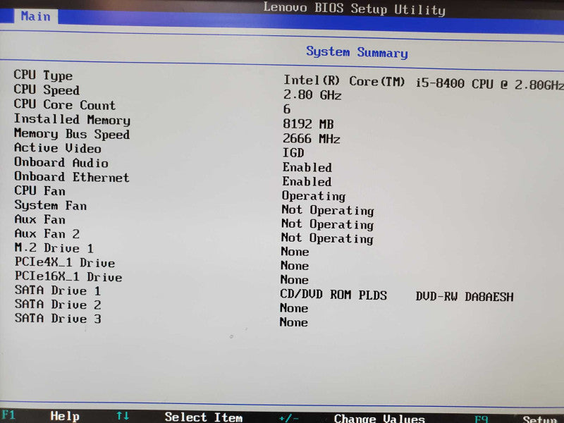 Lenovo M720t 10SQ001GUS, i5-8400 2.8GHz 8GB DDR4 No HDD |